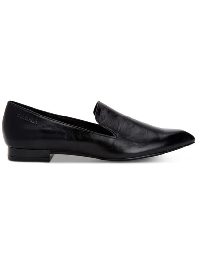 CALVIN KLEIN Womens Black Padded Maciel Square Toe Block Heel Slip On Leather Dress Heeled Loafers 9 M
