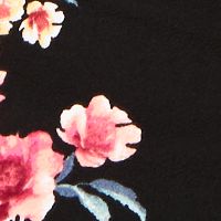 CRAVE FAME Womens Black Floral Cap Sleeve V Neck Tea-Length Body Con Dress
