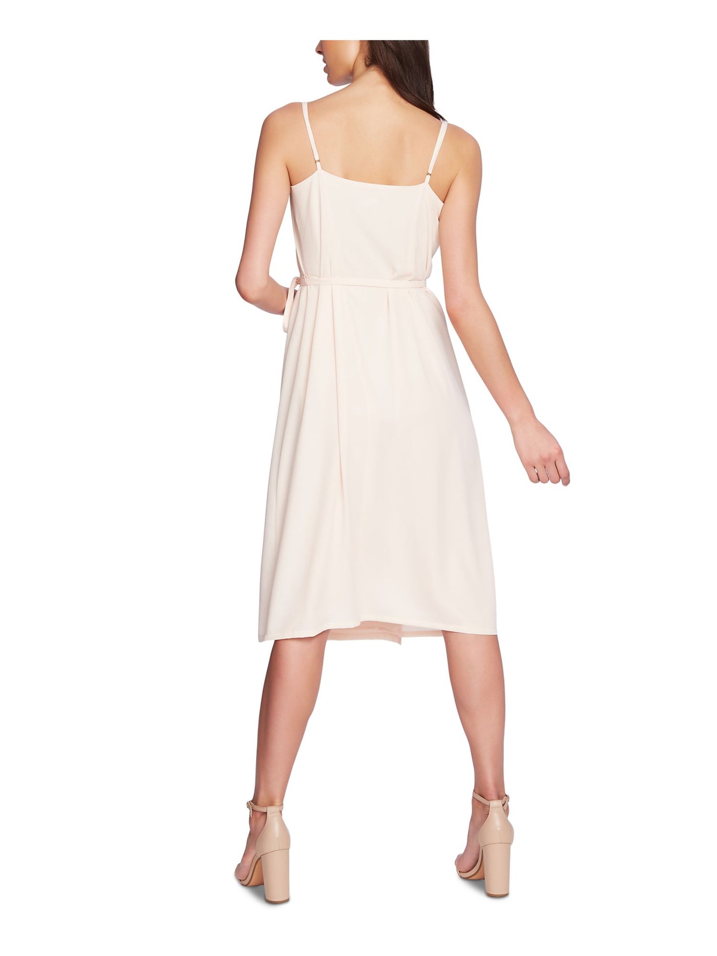 1. STATE Womens Sleeveless V Neck Midi Cocktail Faux Wrap Dress