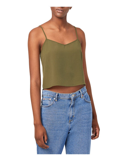 FRENCH CONNECTION Womens Green Spaghetti Strap V Neck Crop Top L