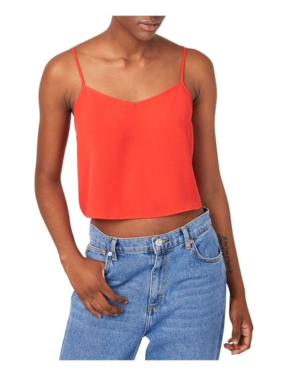 FRENCH CONNECTION Womens Coral Spaghetti Strap V Neck Crop Top L