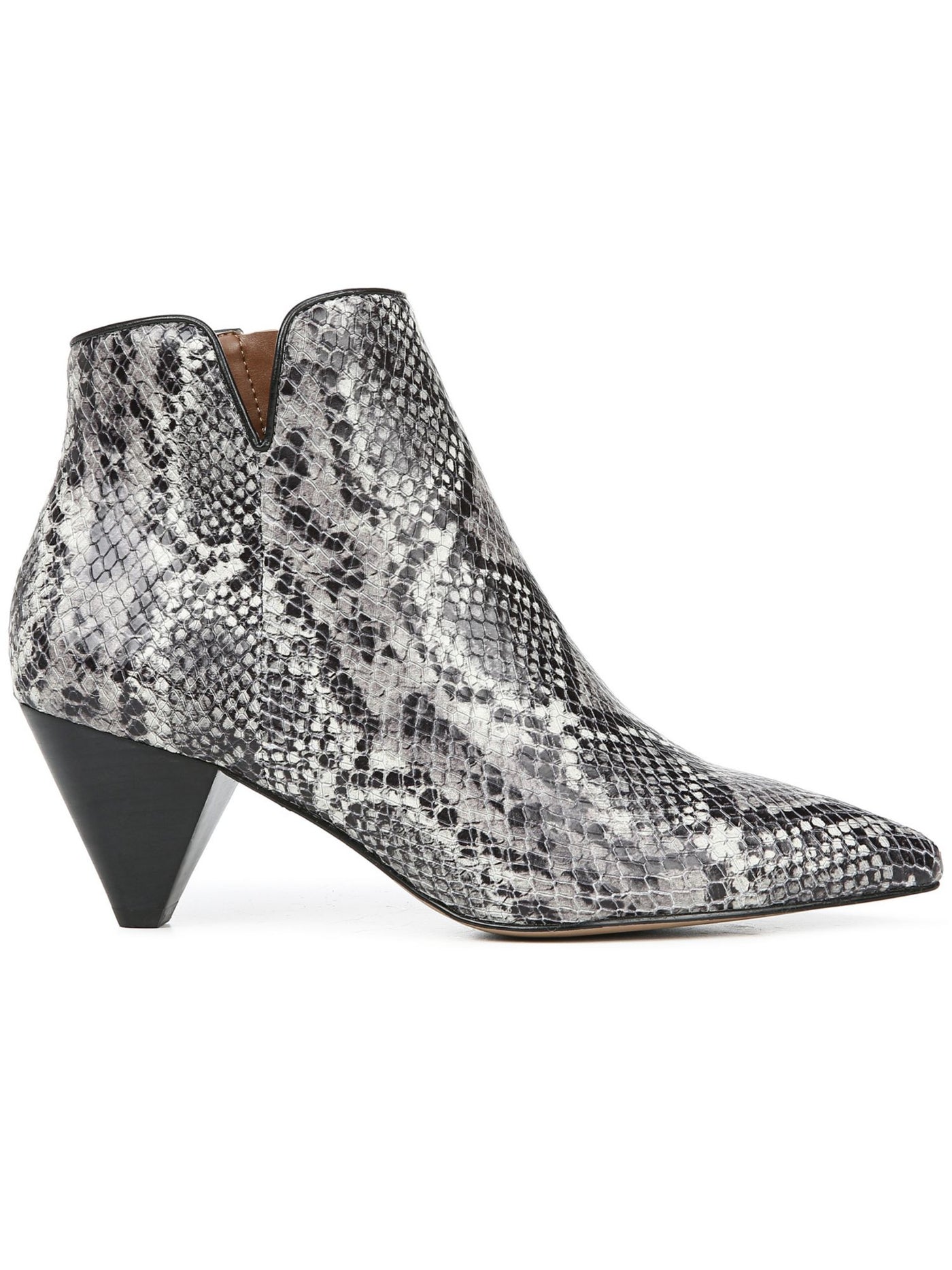 FRANCO SARTO Womens Gray Snake Skin Cut Out Padded Comfort Dare 2 Pointed Toe Cone Heel Zip-Up Leather Booties 7.5 M