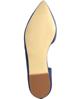 JOURNEE COLLECTION Womens Blue D Orsay Padded Comfort Cortni Pointed Toe Block Heel Slip On Ballet Flats W