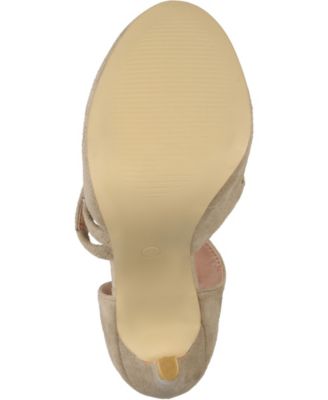 JOURNEE COLLECTION Womens Beige Crossover Straps Cushioned Scalloped Zeera Round Toe Stiletto Slip On Pumps Shoes