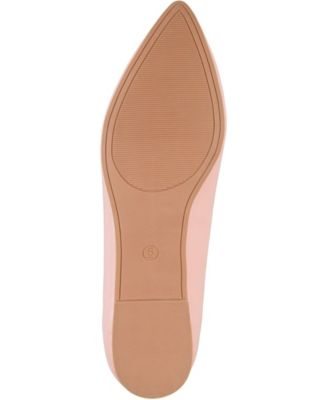 JOURNEE COLLECTION Womens Pink Embellished Padded Renzo Pointed Toe Slip On Dress Flats Shoes