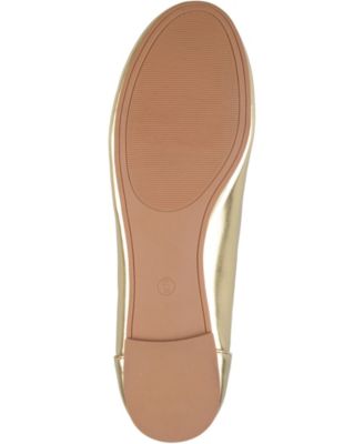 JOURNEE COLLECTION Womens Gold Cushioned Kavn Round Toe Slip On Ballet Flats