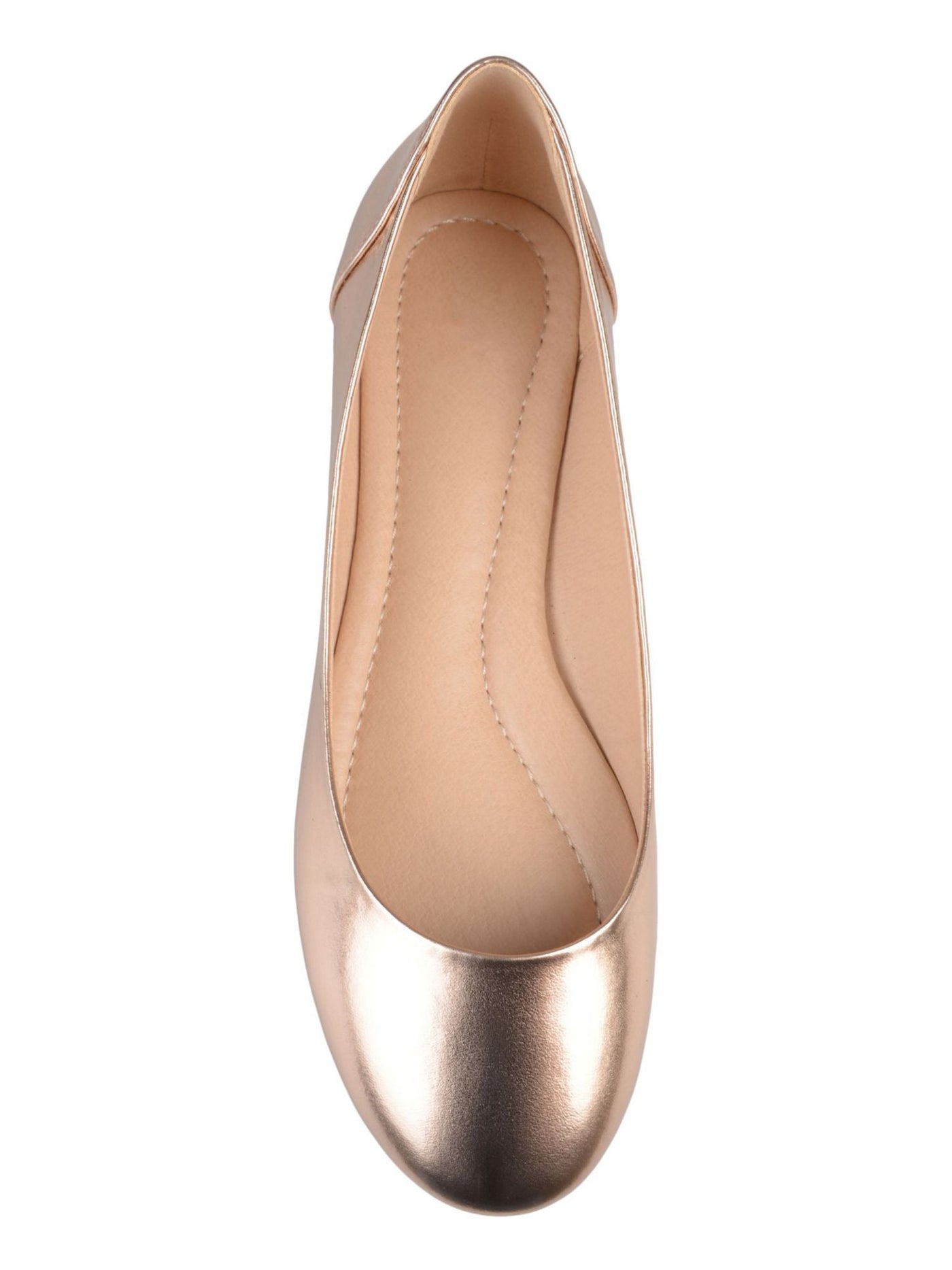 JOURNEE COLLECTION Womens Gold Comfort Metallic Padded Kavn Round Toe Slip On Ballet Flats 7 W