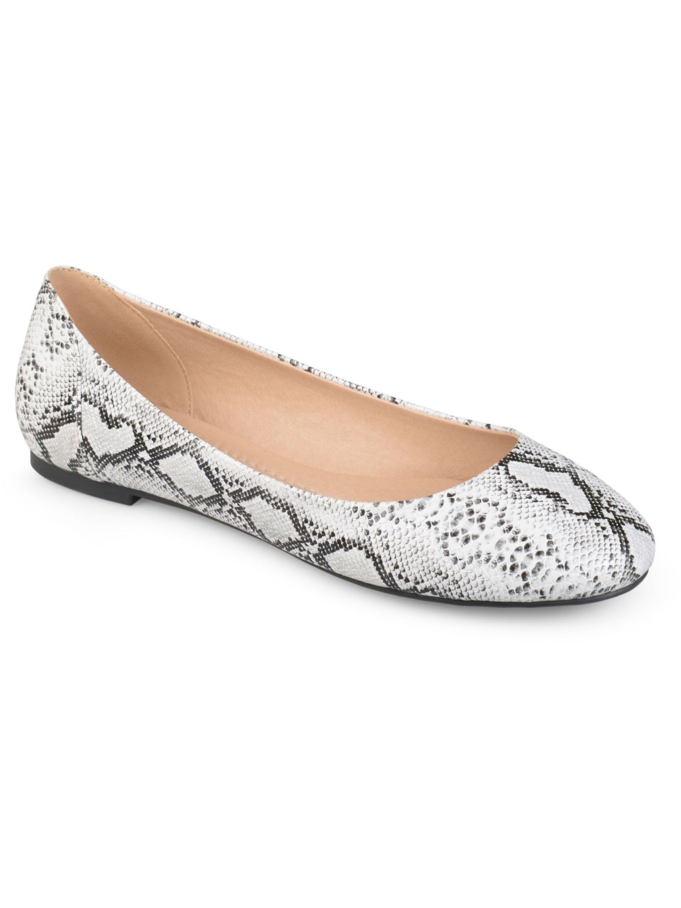 JOURNEE COLLECTION Womens Gray Snake Cushioned Kavn Round Toe Slip On Ballet Flats 9