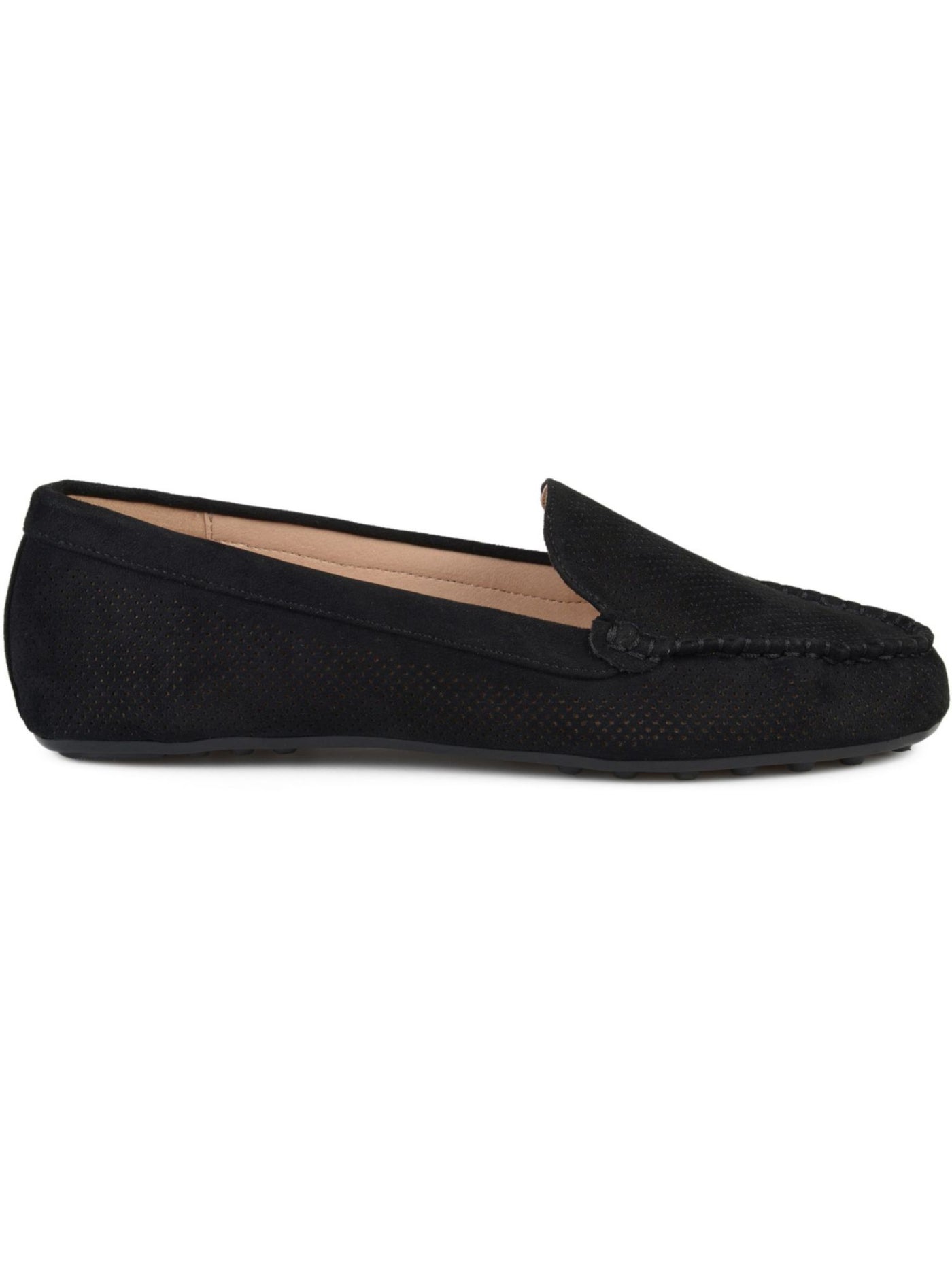 JOURNEE COLLECTION Womens Black Moc Toe Perforated Halsey Round Toe Slip On Loafers Shoes 9