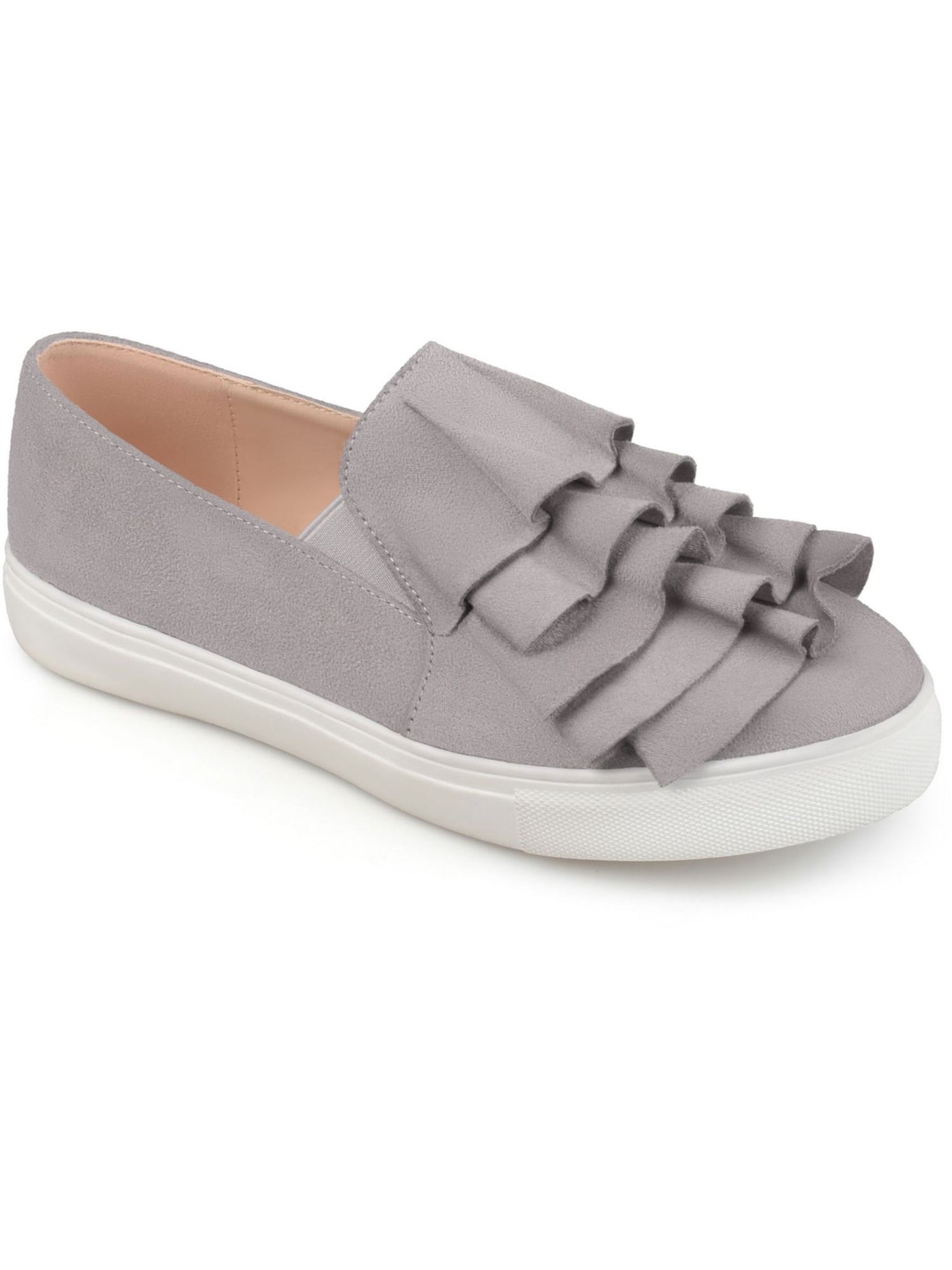JOURNEE COLLECTION Womens Gray Layered Ruffle Design Glint Round Toe Athletic Sneakers Shoes 7