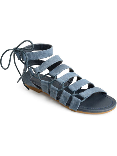 JOURNEE COLLECTION Womens Blue Strappy Cleo Round Toe Lace-Up Gladiator Sandals Shoes 11