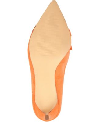 JOURNEE COLLECTION Womens Orange Ruffled Padded Marek Pointed Toe Stiletto Slip On Dress Pumps Shoes