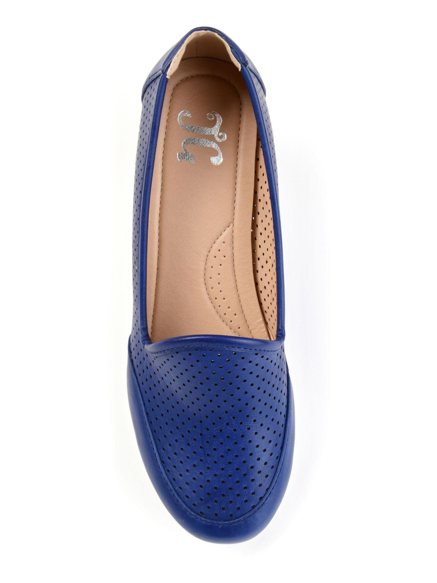 JOURNEE COLLECTION Womens Blue Perforated Cushioned Round Toe Wedge Slip On Heels Shoes 9.5