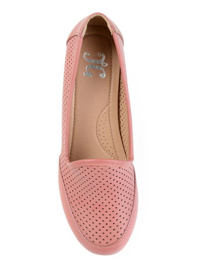 JOURNEE COLLECTION Womens Pink Perforated Cushioned Round Toe Wedge Slip On Heels Shoes 8.5