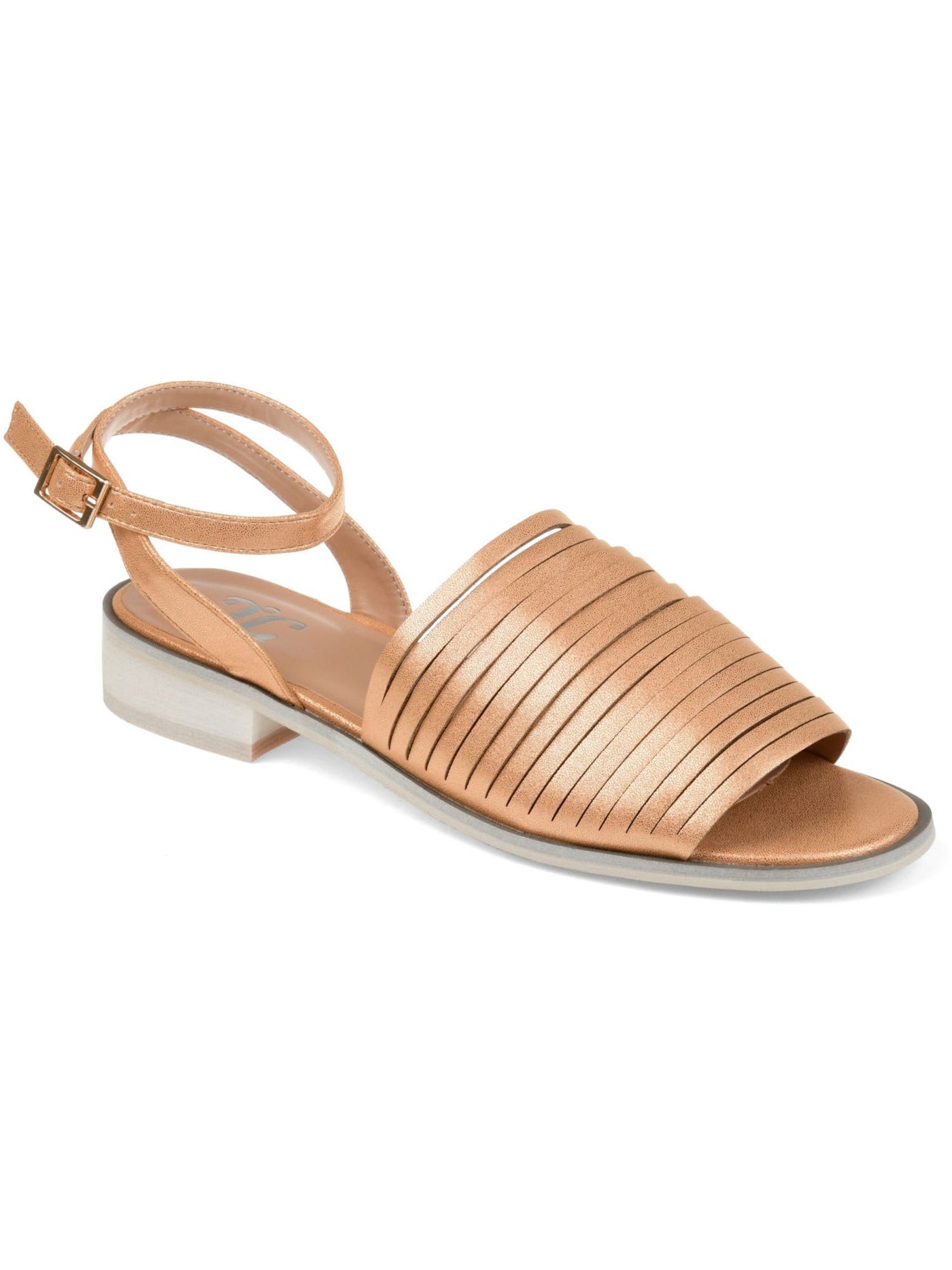 JOURNEE COLLECTION Womens Rose Gold Pink Ankle Strap Padded Louise Round Toe Block Heel Buckle Sandals 8