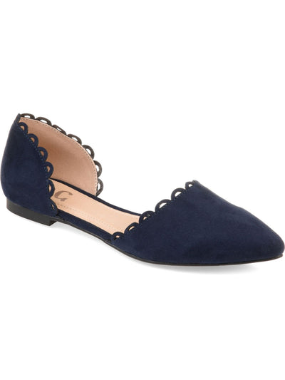 JOURNEE COLLECTION Womens Navy Cut Outs Scalloped Cushioned Jezlin Pointed Toe Block Heel Slip On Flats Shoes 9.5 M