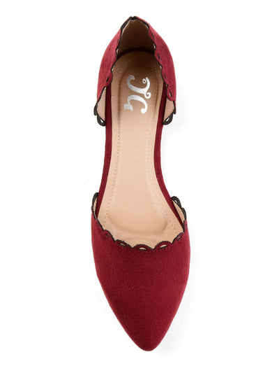 JOURNEE COLLECTION Womens Maroon Scalloped Padded Jezlin Almond Toe Slip On Flats Shoes 9 W