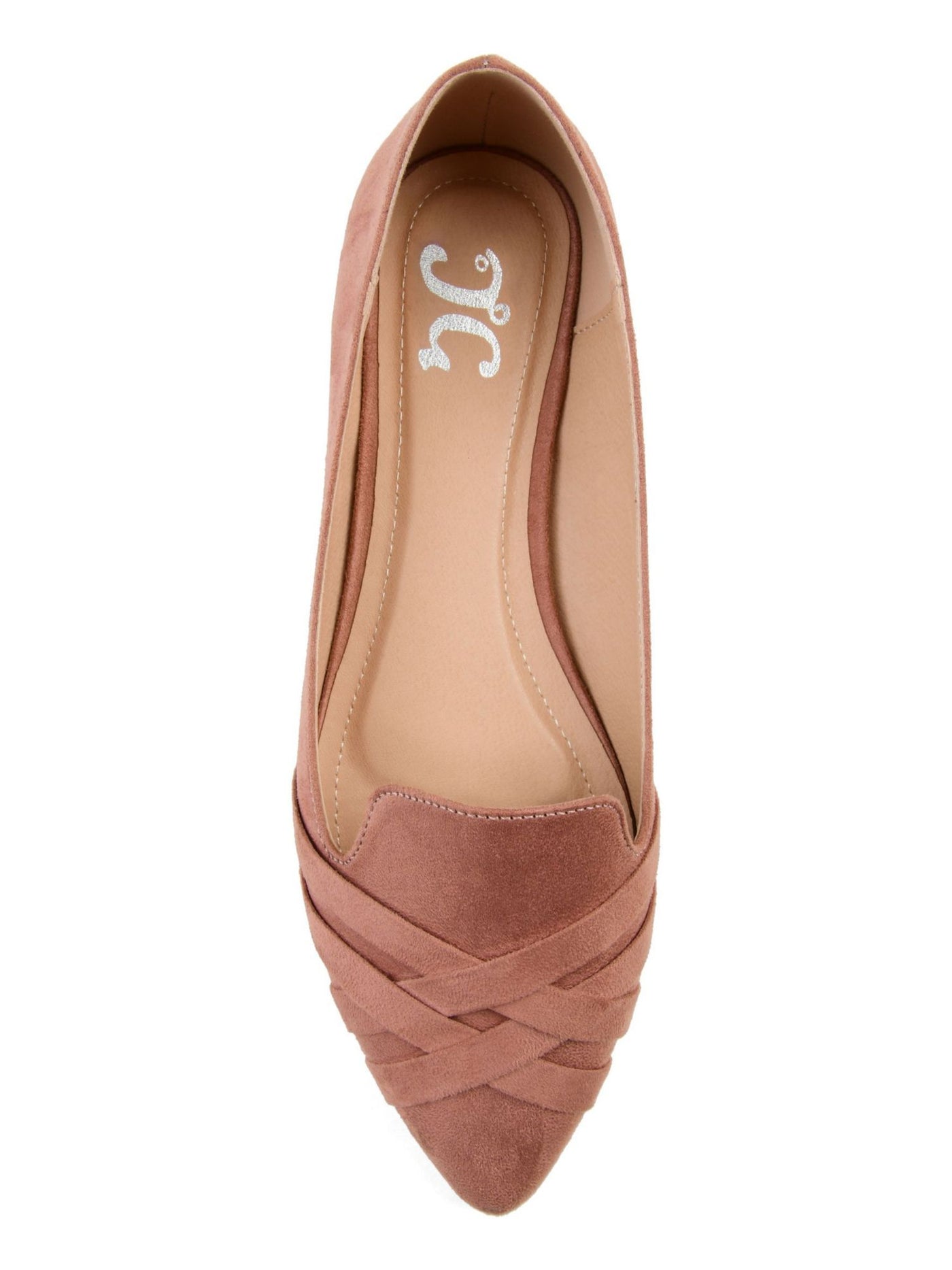 JOURNEE COLLECTION Womens Pink Padded Woven Mindee Pointed Toe Slip On Ballet Flats 6