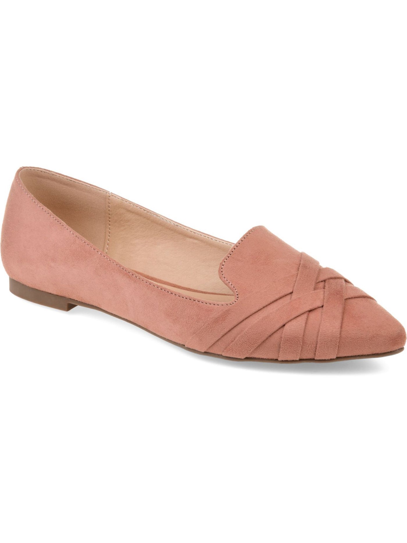 JOURNEE COLLECTION Womens Pink Padded Woven Mindee Pointed Toe Slip On Ballet Flats 7