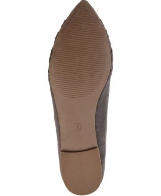 JOURNEE COLLECTION Womens Gray Padded Woven Mindee Pointed Toe Slip On Ballet Flats