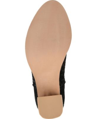JOURNEE SIGNATURE Womens Black Side Cutouts Woven Padded Kevona Almond Toe Block Heel Slip On Leather Booties M