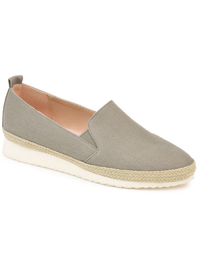 JOURNEE COLLECTION Womens Gray Cusioned Back Pull Tag Woven Stretch Leela Espadrille Round Toe Wedge Slip On Espadrille Shoes 11 M