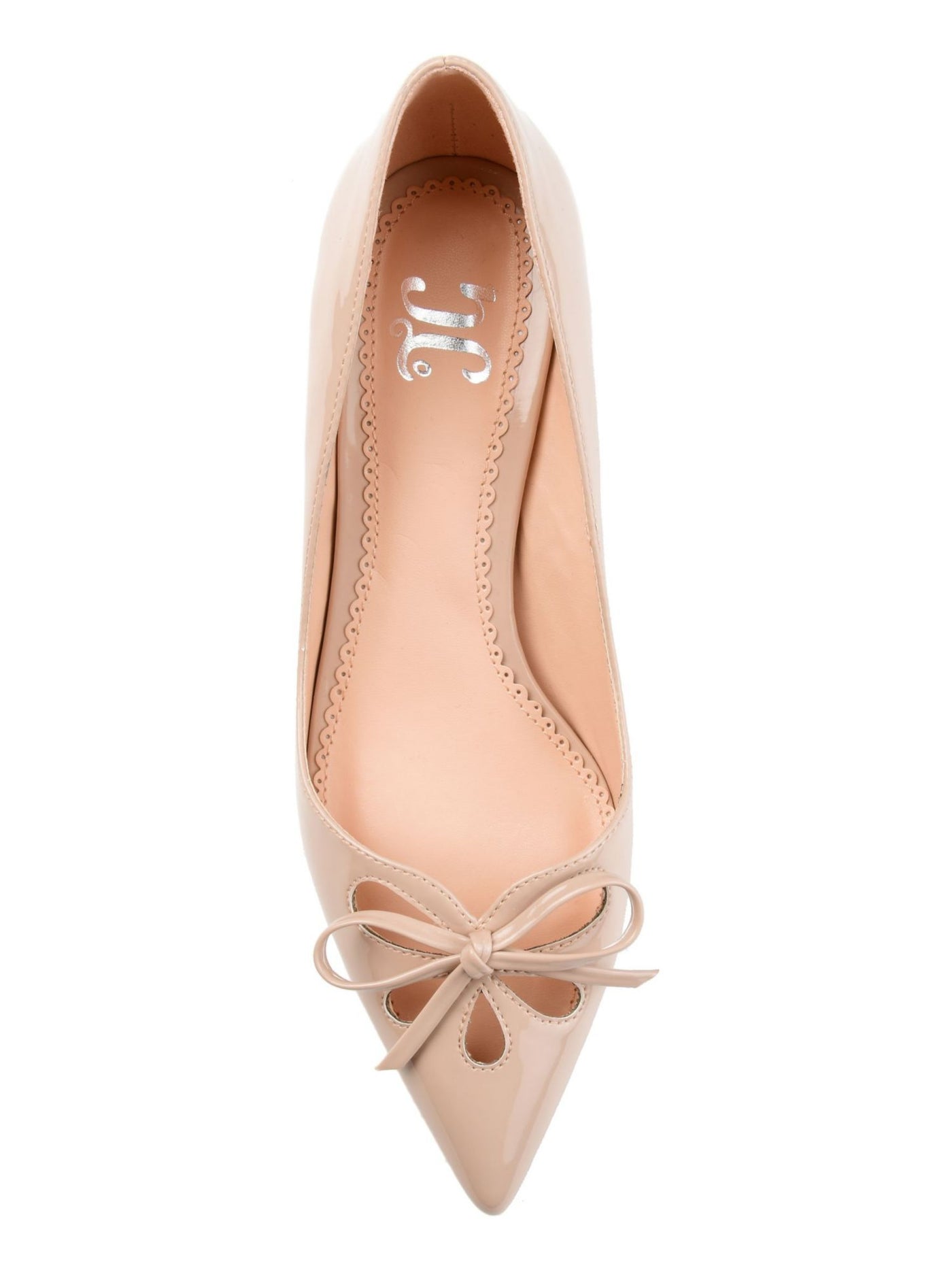 JOURNEE COLLECTION Womens Beige Bow Accent Padded Cut Out Lutana Pointed Toe Kitten Heel Slip On Dress Pumps Shoes 10 M