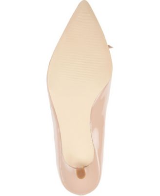 JOURNEE COLLECTION Womens Beige Bow Accent Padded Cut Out Lutana Pointed Toe Kitten Heel Slip On Dress Pumps Shoes M