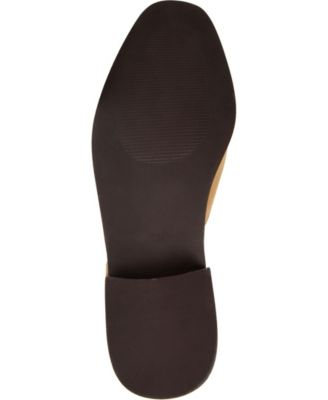 JOURNEE COLLECTION Womens Beige Dorsay Adjustable Strap Breathable Loreta Square Toe Block Heel Buckle Flats Shoes