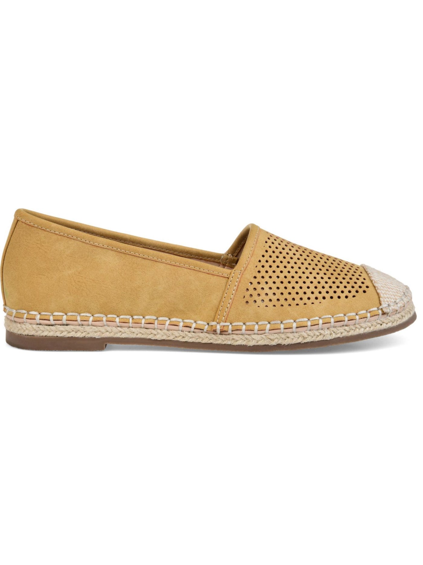 JOURNEE COLLECTION Womens Yellow Woven Cap Toe Perforated Comfort Rosela Round Toe Slip On Espadrille Shoes 6 M