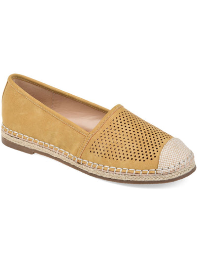 JOURNEE COLLECTION Womens Yellow Woven Cap Toe Perforated Comfort Rosela Round Toe Slip On Espadrille Shoes 6 M