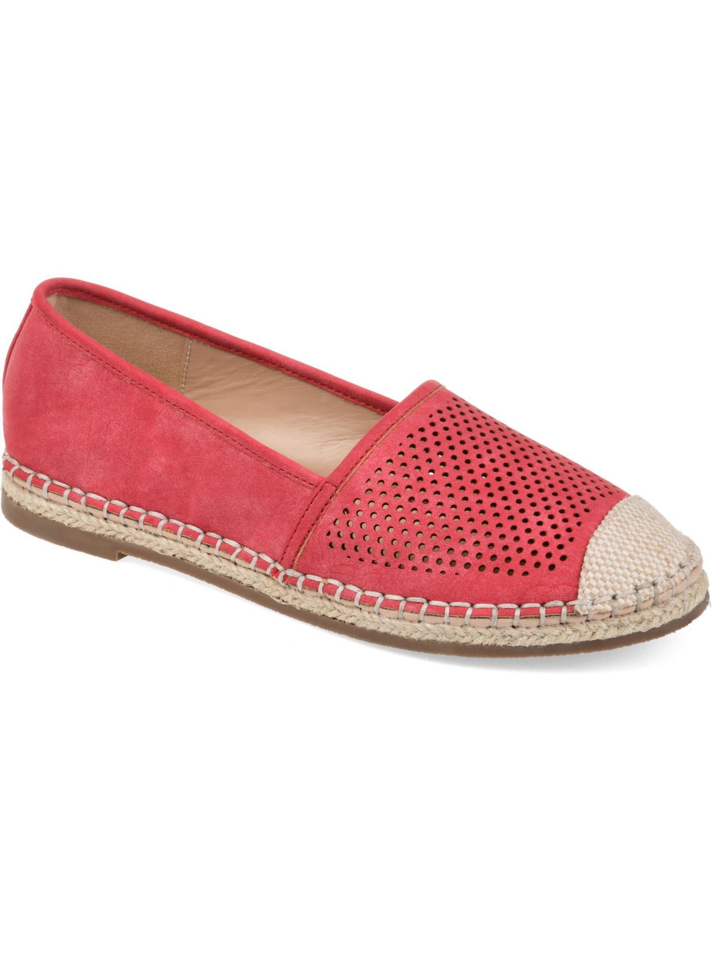 JOURNEE COLLECTION Womens Red Pinhole Woven Comfort Rosela Round Toe Block Heel Slip On Espadrille Shoes 9 M