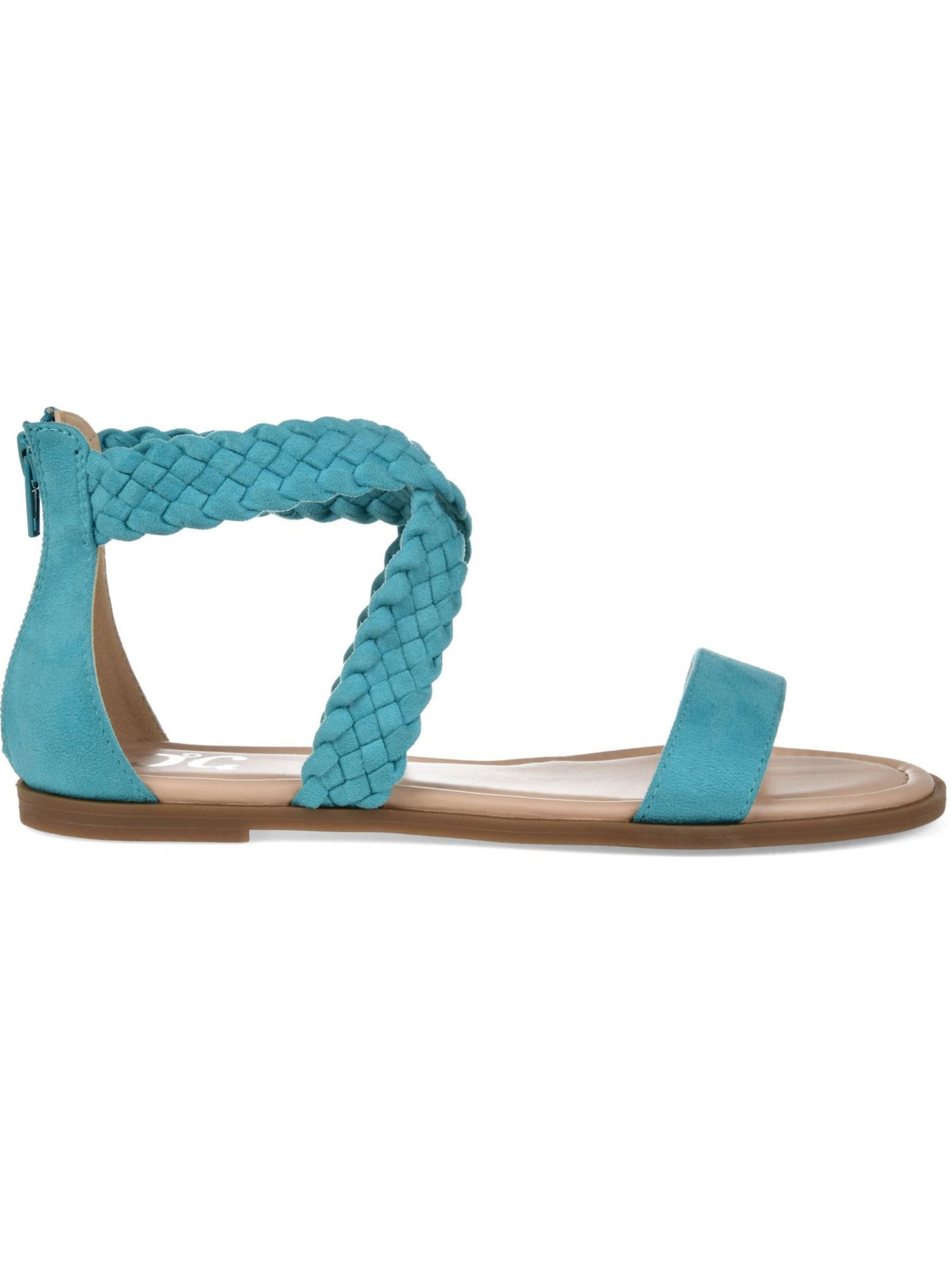 JOURNEE COLLECTION Womens Aqua Crisscross Straps Gladiator Design Ankle Strap Woven Lucinda Round Toe Zip-Up Sandals Shoes 10 M