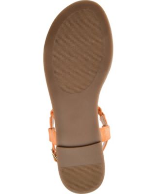 JOURNEE COLLECTION Womens Orange Cushioned Buckle Accent T-Strap Genevive Round Toe Buckle Thong Sandals Shoes M