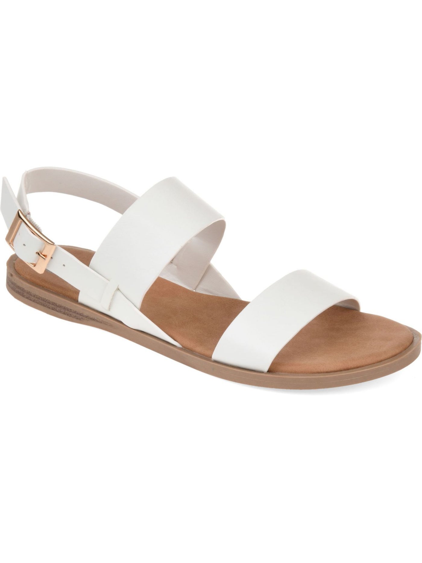 JOURNEE COLLECTION Womens White Cushioned Lavine Round Toe Buckle Slingback Sandal 12