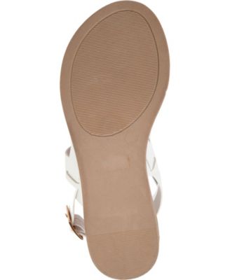 JOURNEE COLLECTION Womens White Cushioned Lavine Round Toe Buckle Slingback Sandal