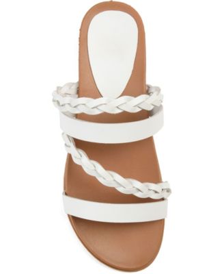 JOURNEE COLLECTION Womens White Comfort Braided Colette Open Toe Slip On Slide Sandals Shoes 8