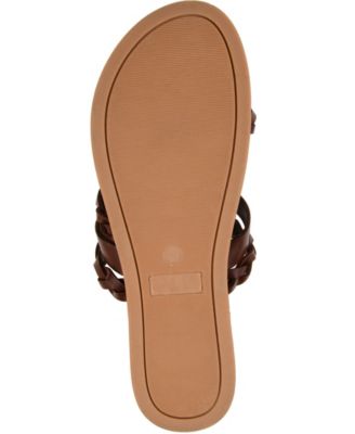 JOURNEE COLLECTION Womens Brown Braided Crossover Strap Flexible Outsole Cushioned Colette Open Toe Slip On Slide Sandals Shoes
