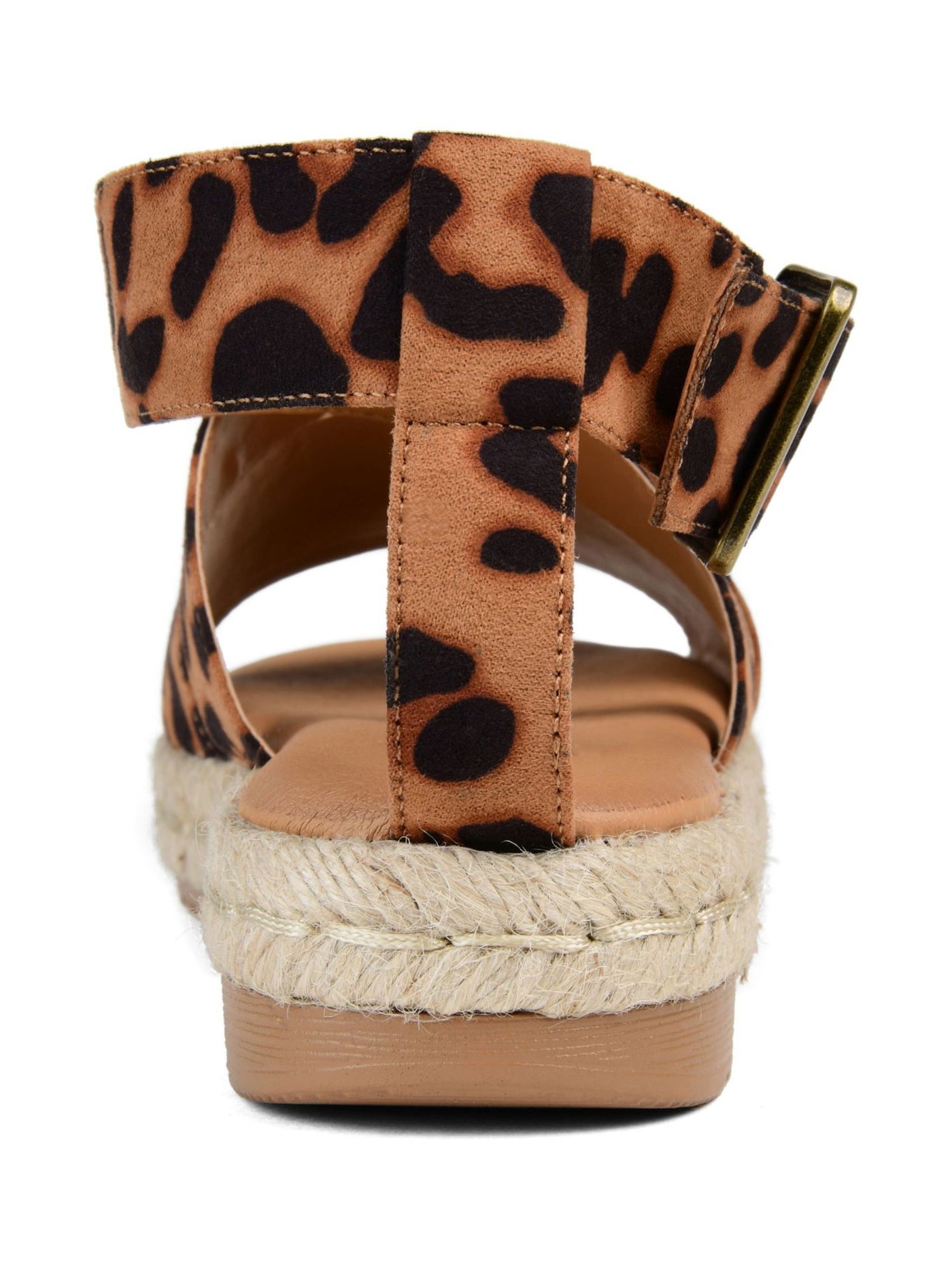 JOURNEE COLLECTION Womens Brown Animal Print Strappy Padded Trinity Round Toe Platform Buckle Espadrille Shoes 7.5 M
