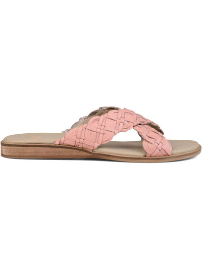 JOURNEE SIGNATURE Womens Pink Braided Cushioned Bryson Wedge Slip On Leather Sandals 7