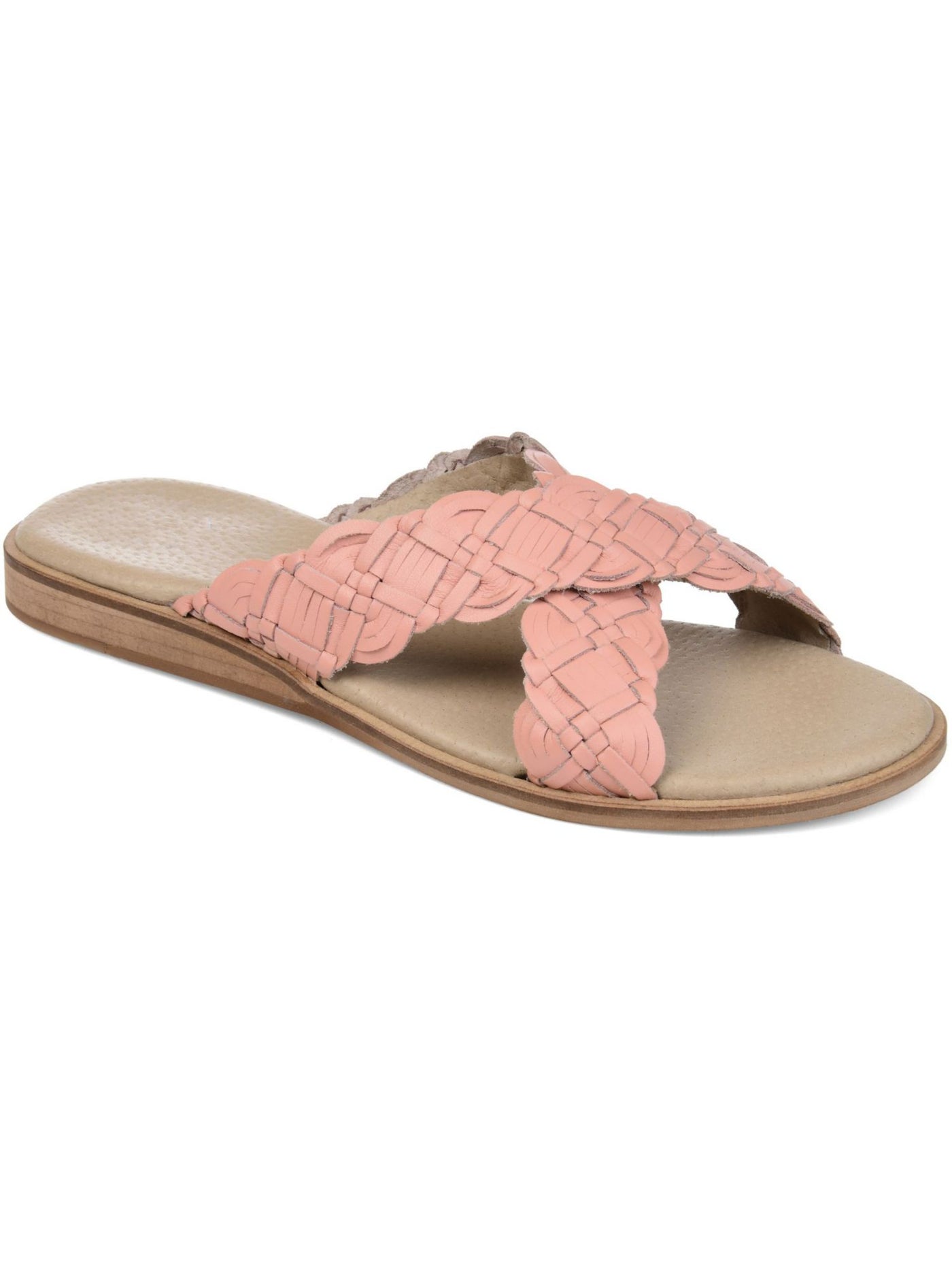 JOURNEE COLLECTION Womens Pink Braided Cushioned Bryson Open Toe Wedge Slip On Sandals Shoes 8.5 M