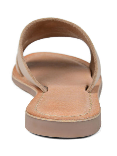 JOURNEE COLLECTION Womens Beige Walker Open Toe Slip On Leather Sandals Shoes 8.5