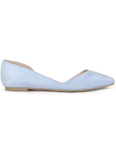 JOURNEE COLLECTION Womens Light Blue Cutout Side Detail Cushioned Ester Pointed Toe Slip On Flats Shoes