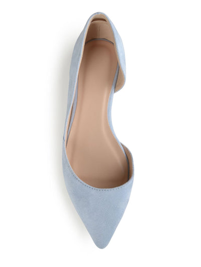 JOURNEE COLLECTION Womens Light Blue Cutout Side Detail Cushioned Ester Pointed Toe Slip On Flats Shoes 7 M