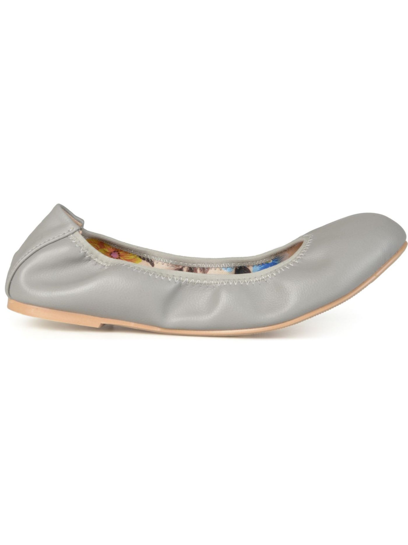 JOURNEE COLLECTION Womens Gray Padded Ruched Stretch Lindy Round Toe Slip On Ballet Flats 6