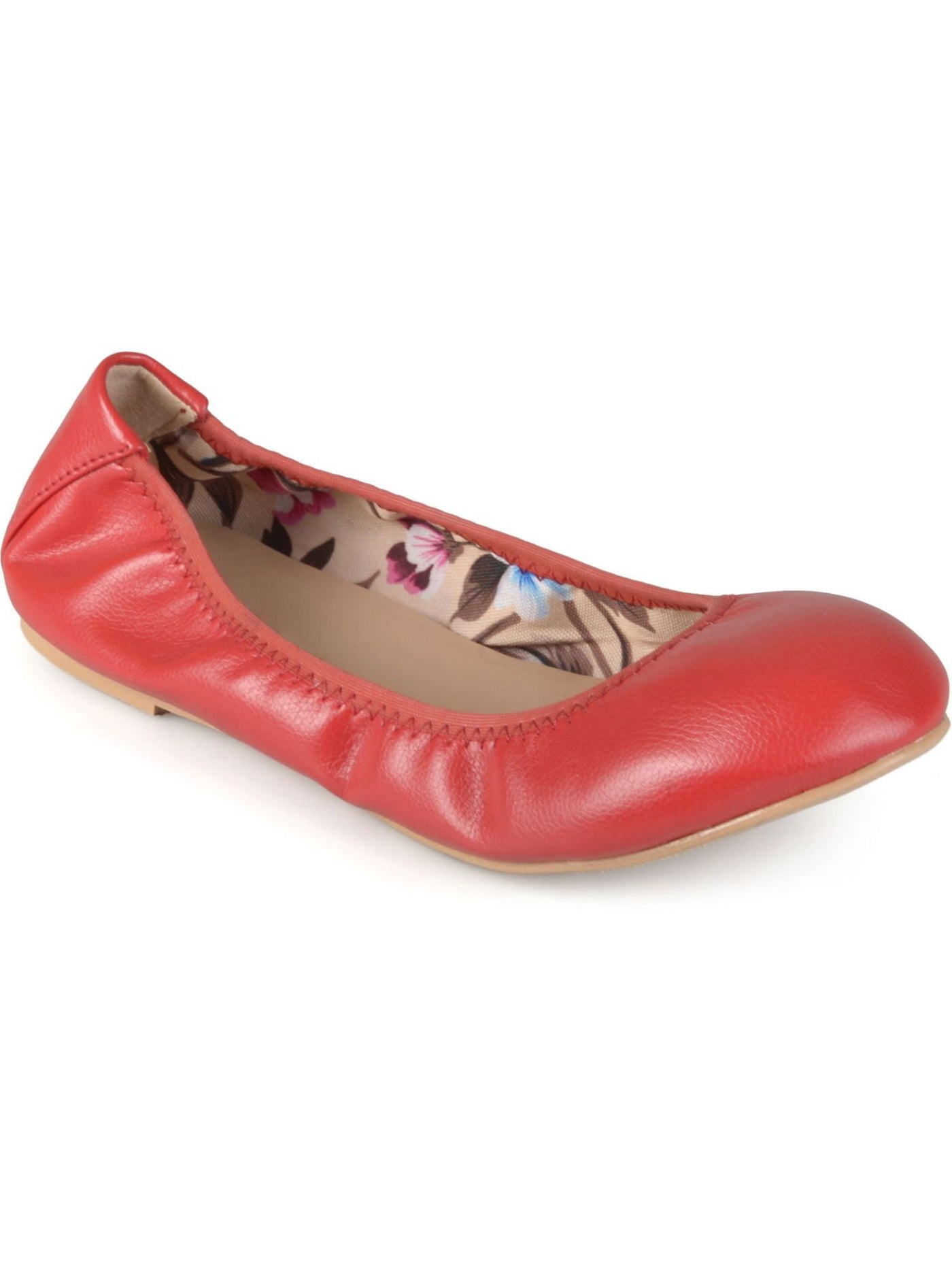 JOURNEE COLLECTION Womens Red Scrunched Ruched Lindy Round Toe Slip On Ballet Flats 8.5