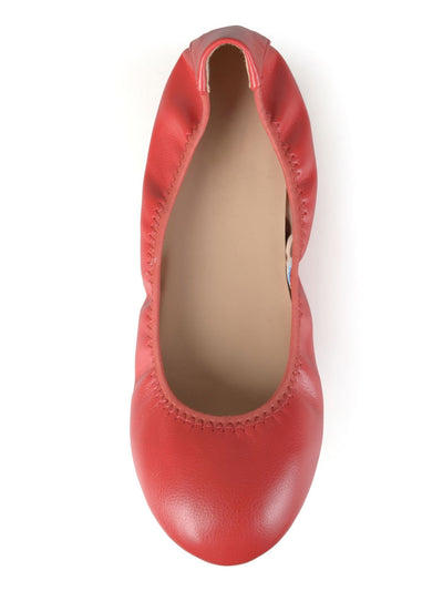 JOURNEE COLLECTION Womens Red Scrunched Ruched Lindy Round Toe Slip On Ballet Flats 8.5