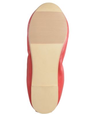 JOURNEE COLLECTION Womens Red Scrunched Ruched Lindy Round Toe Slip On Ballet Flats