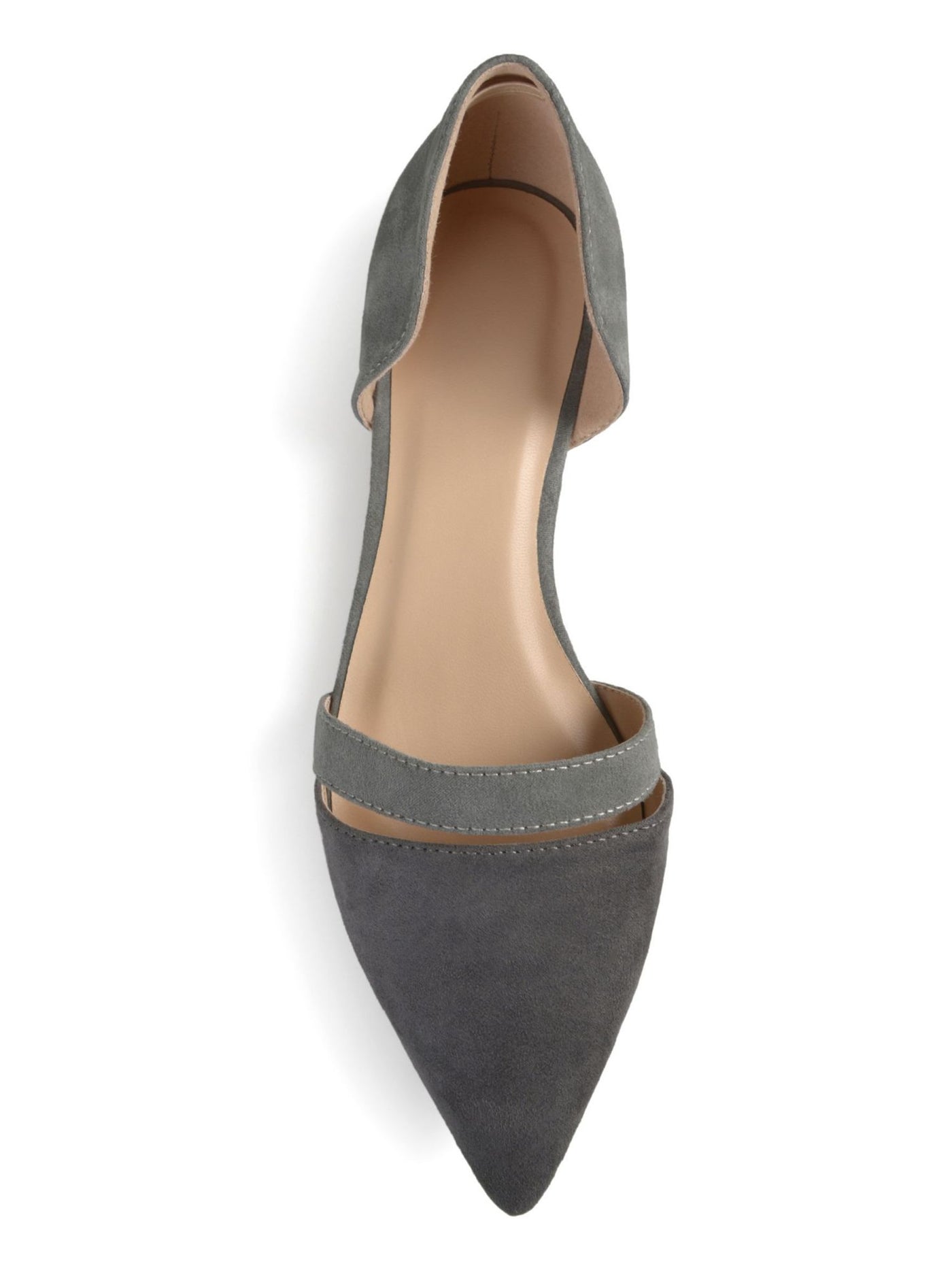 JOURNEE COLLECTION Womens Gray Dorsay Strap Accent Padded Nita Pointed Toe Slip On Ballet Flats 7.5 M