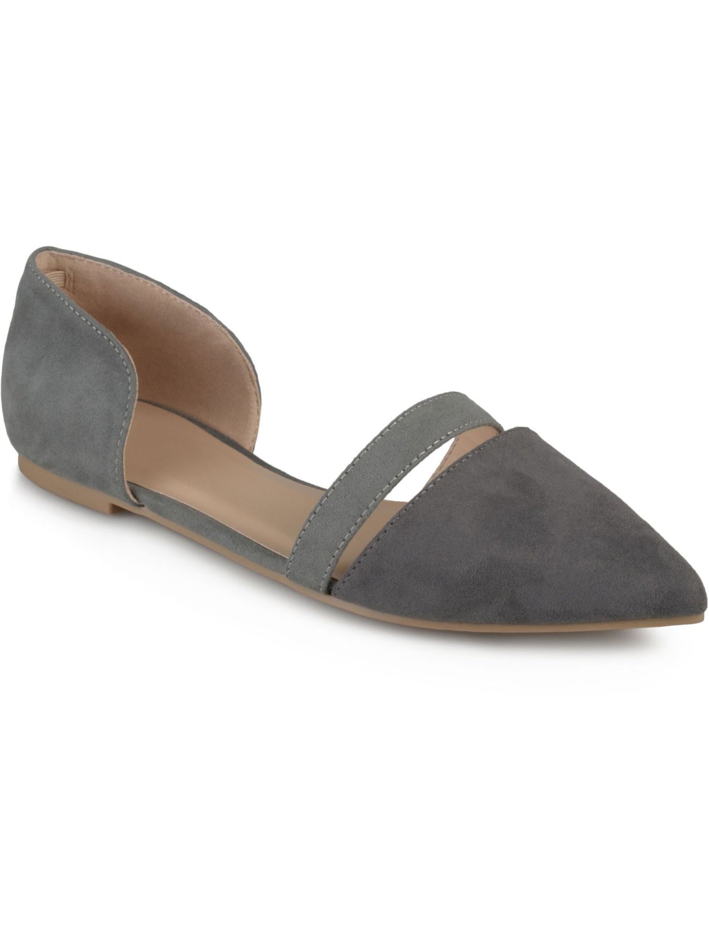 JOURNEE COLLECTION Womens Gray Dorsay Strap Accent Padded Nita Pointed Toe Slip On Ballet Flats 9 M